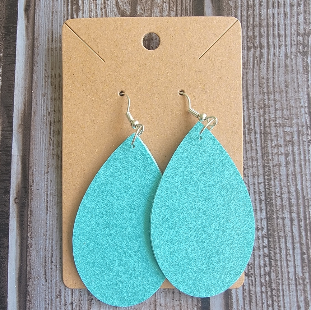 Blue Faux Leather Earrings